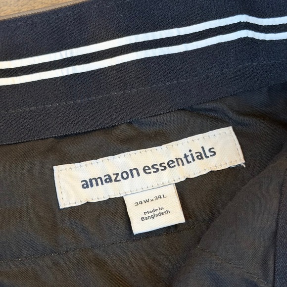 Amazon Essentials Grey Performance Chino Pants Mens 34x34 Stretch Straight Leg - Picture 3 of 12